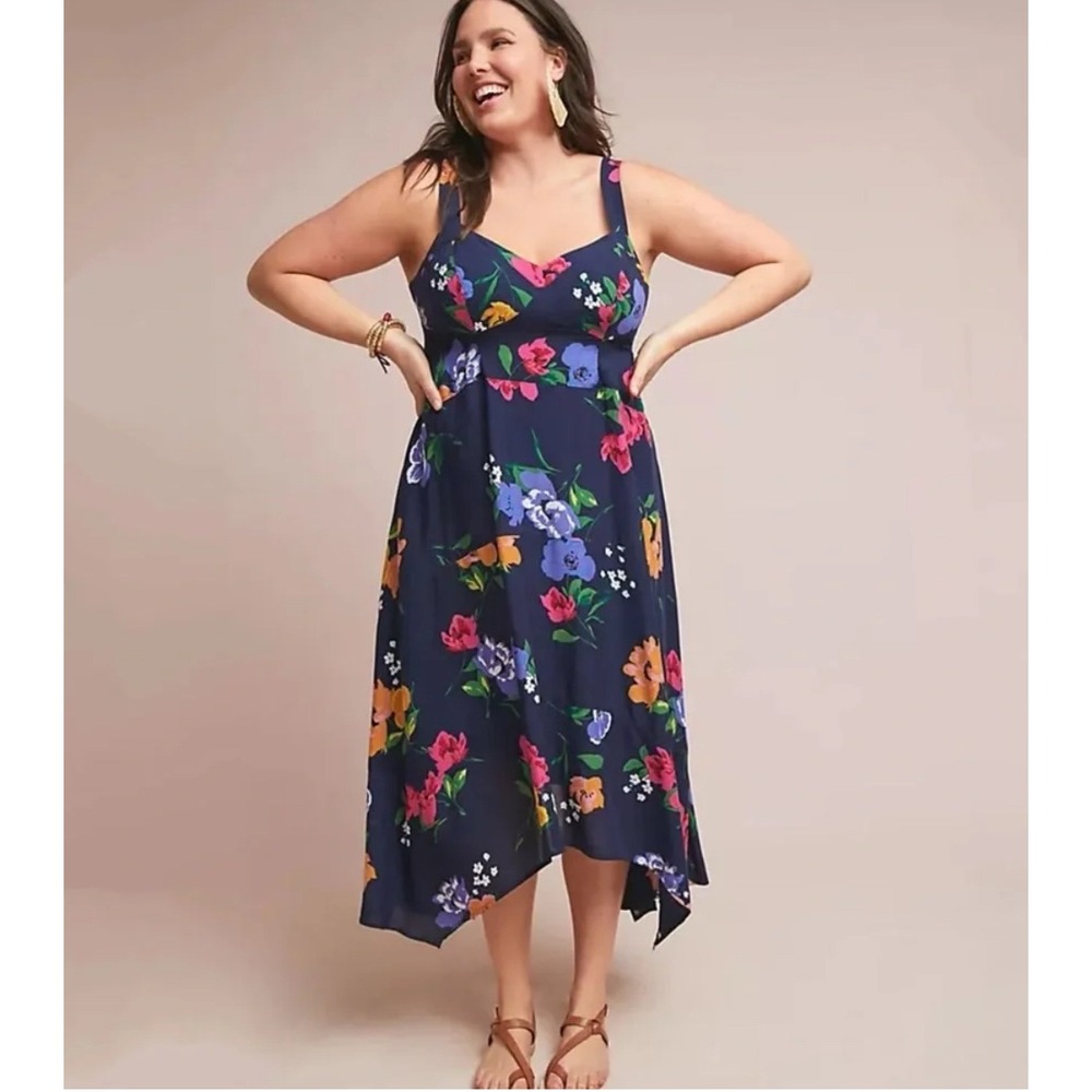 Anthropologie Maeve Vivienne Floral Maxi Dress Navy Size20W